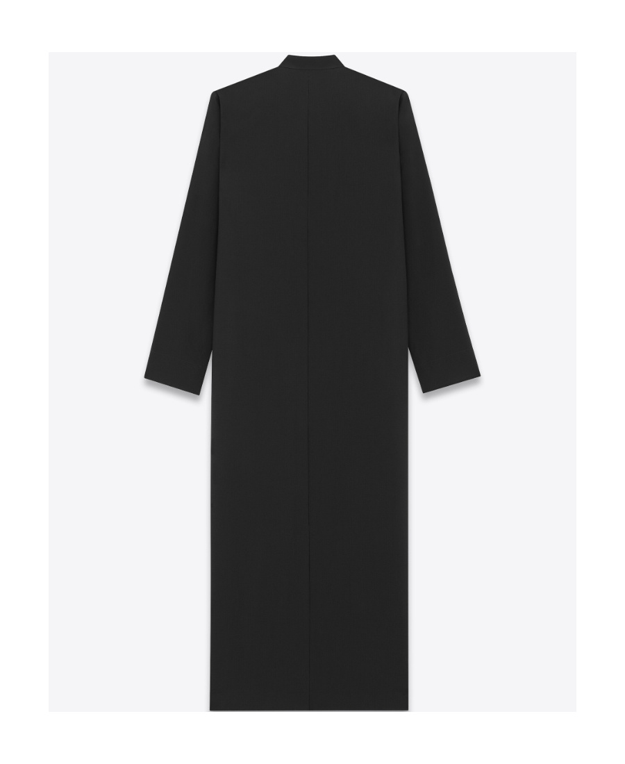 Saint Laurent Stand-up Collar Long Coat In Black