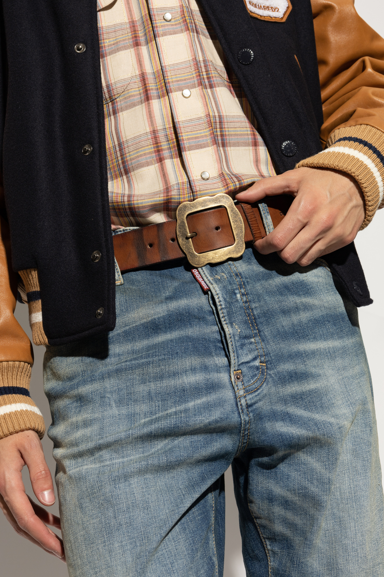Dsquared2 Leather Square-buckle Belt In Brown