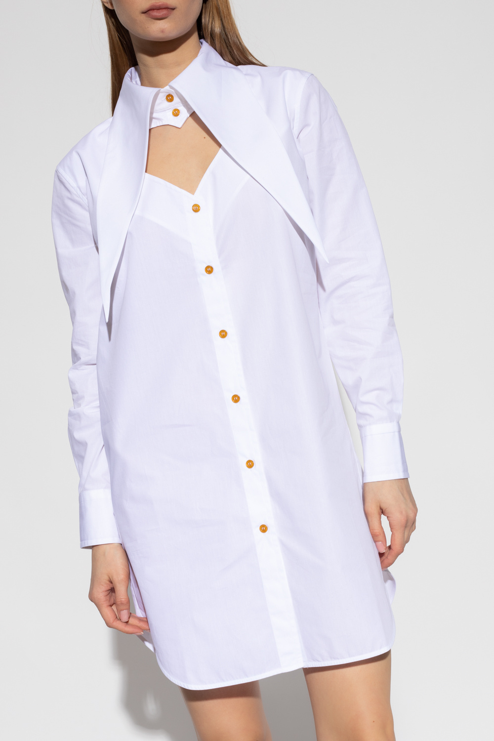 Vivienne Westwood Heart Cut Out Poplin Mini Shirt Dress In White