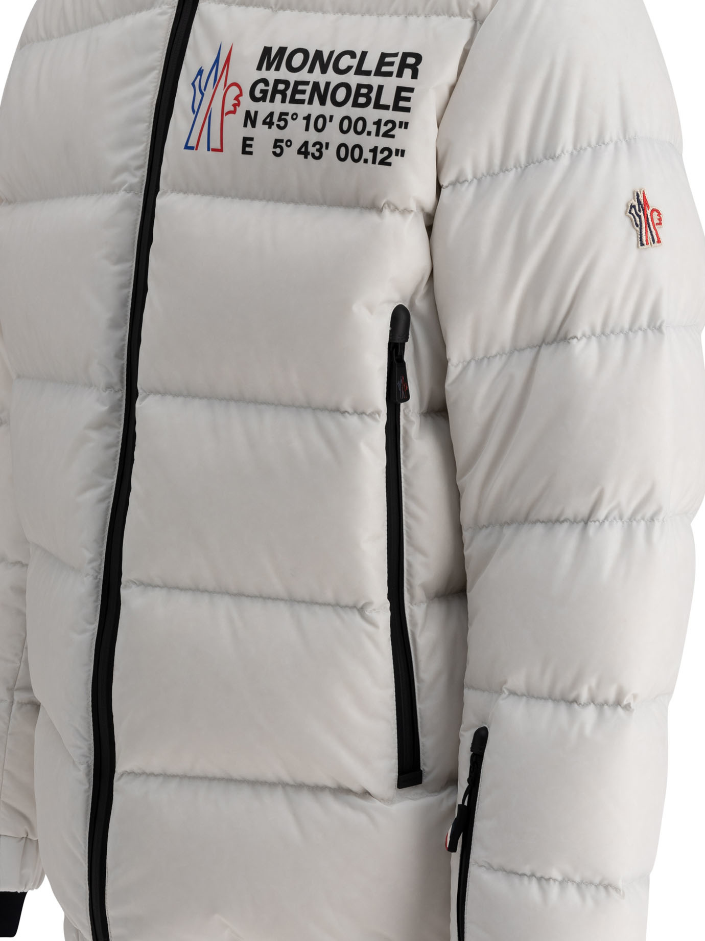 Moncler 'pramint' White Technical Nylon Down Jacket In Gray