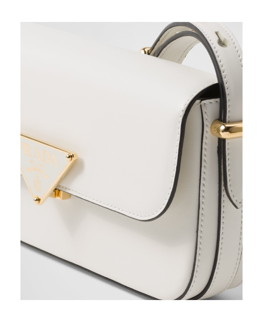 Prada Triangle Flap Leather Shoulder Bag In White
