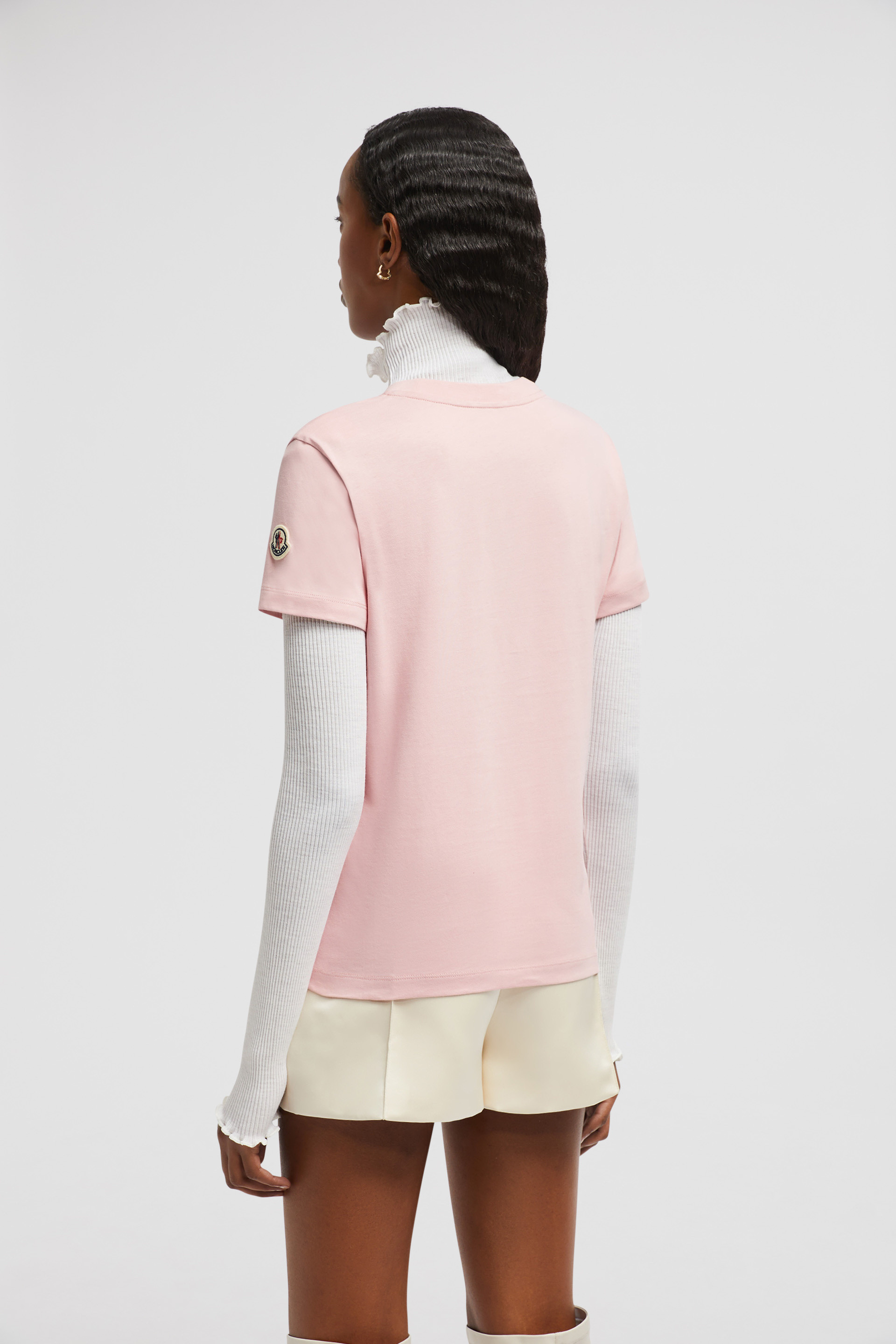 Moncler Logo-patch Cotton T-shirt In Pink
