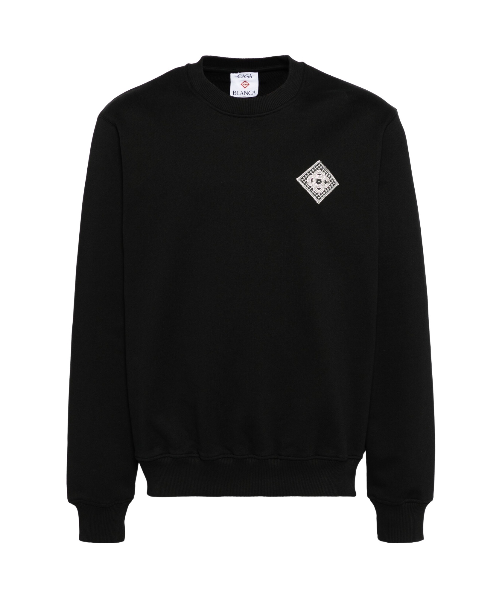 Casablanca Pearl Diamond Cc Patch Sweatshirt In Black