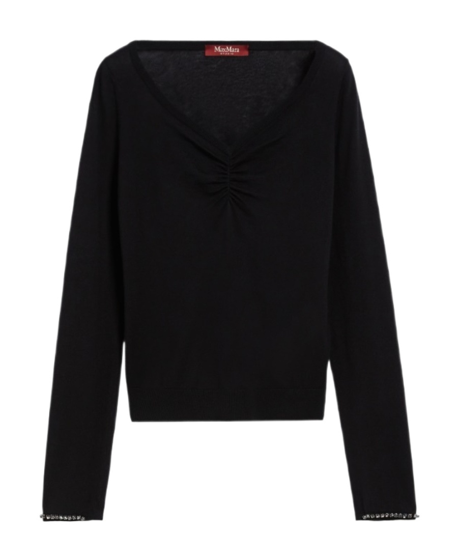 Max Mara Heart-neck Sweater In Black