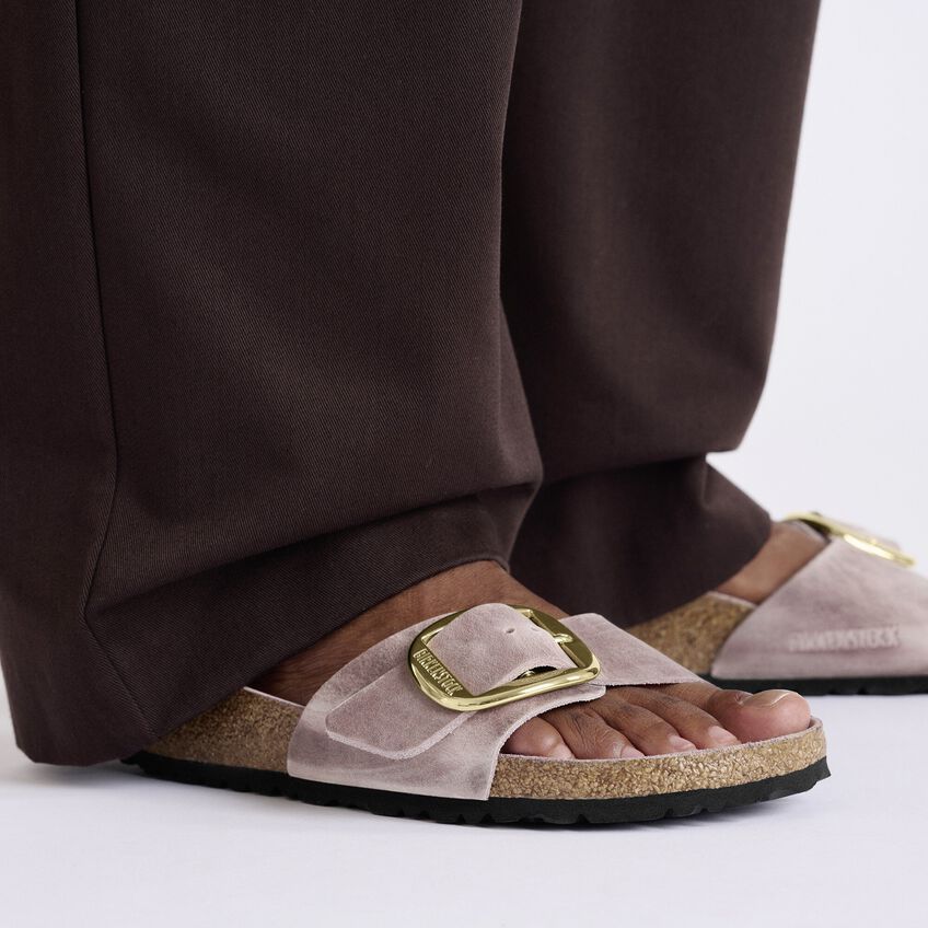 Birkenstock Madrid Big Buckle Oiled Leather In Gray