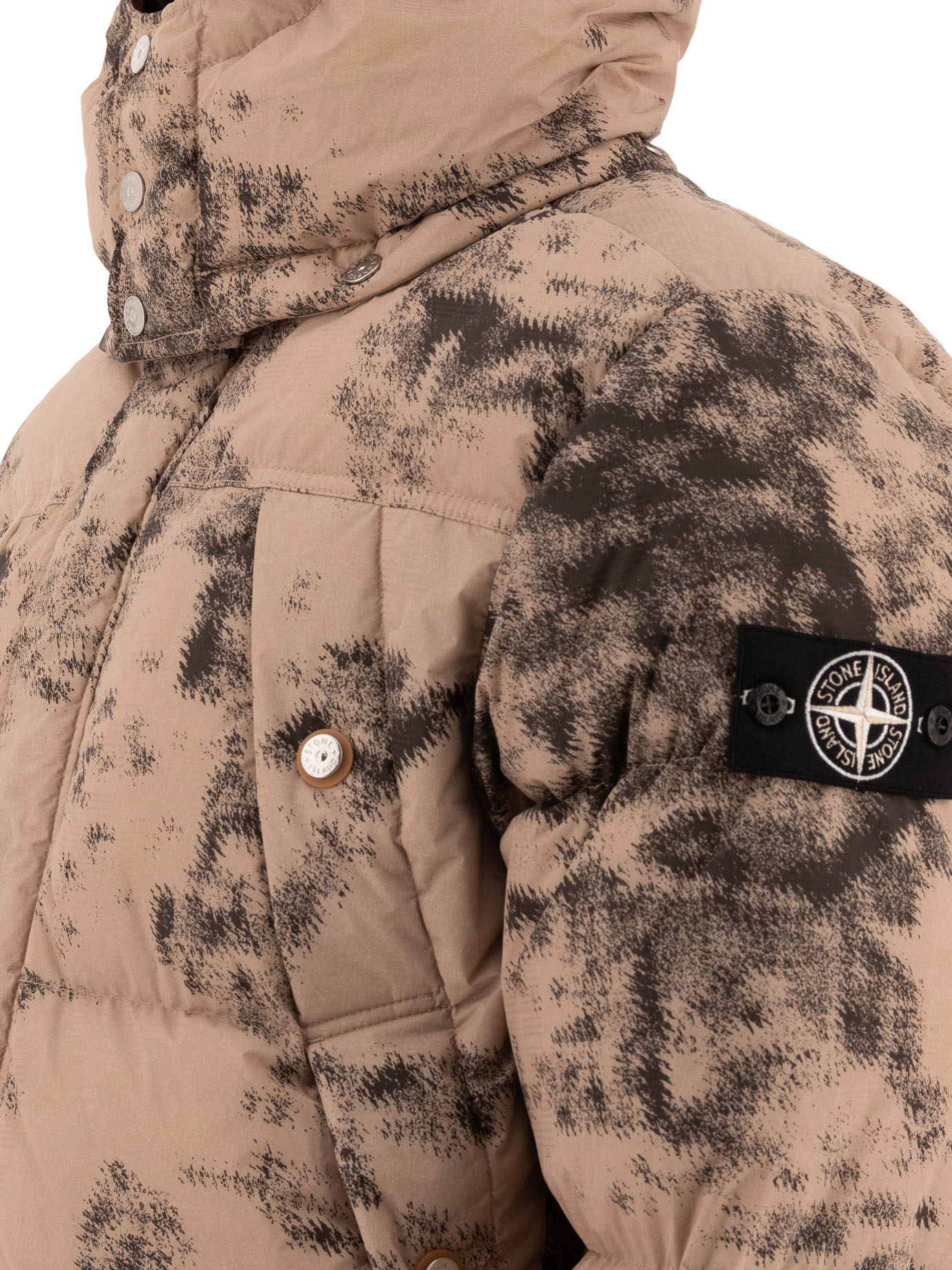 Stone Island Thermo-reactive Camouflage Puffer Jacket In Gray