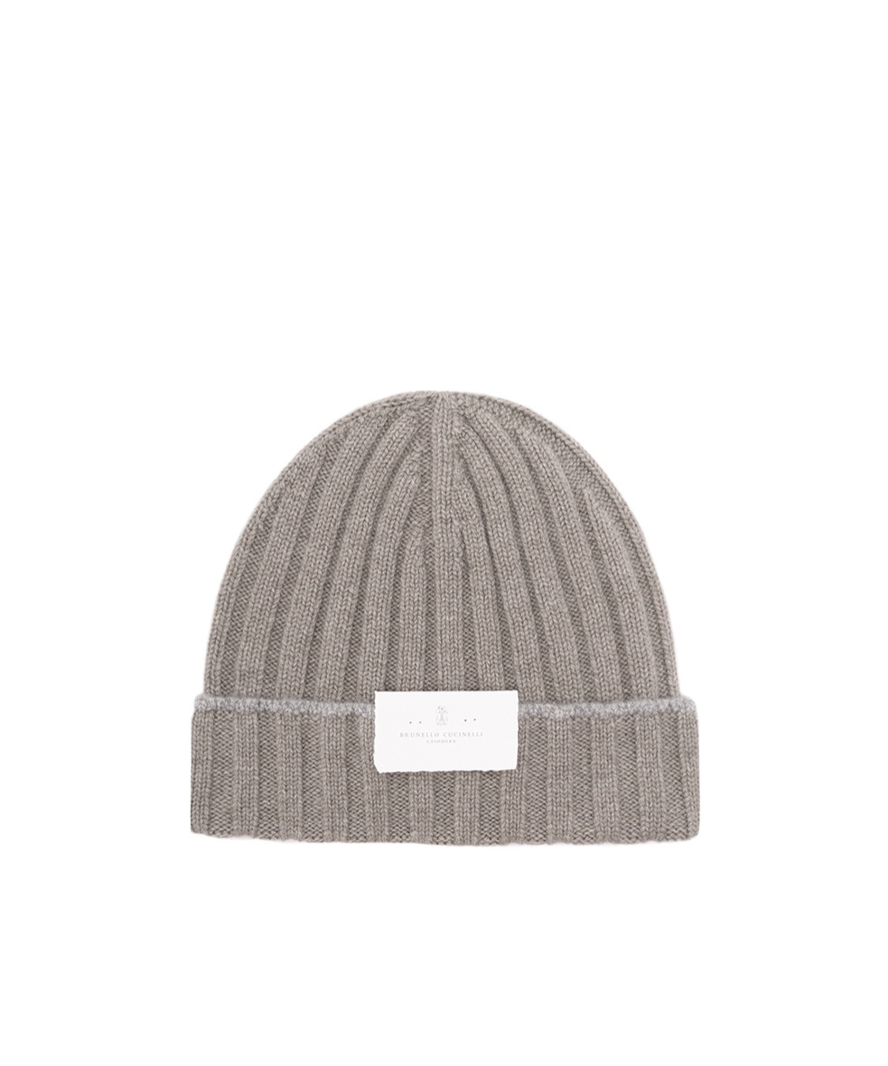 Brunello Cucinelli Men Cashmere Rib Knit Beanie In Gray