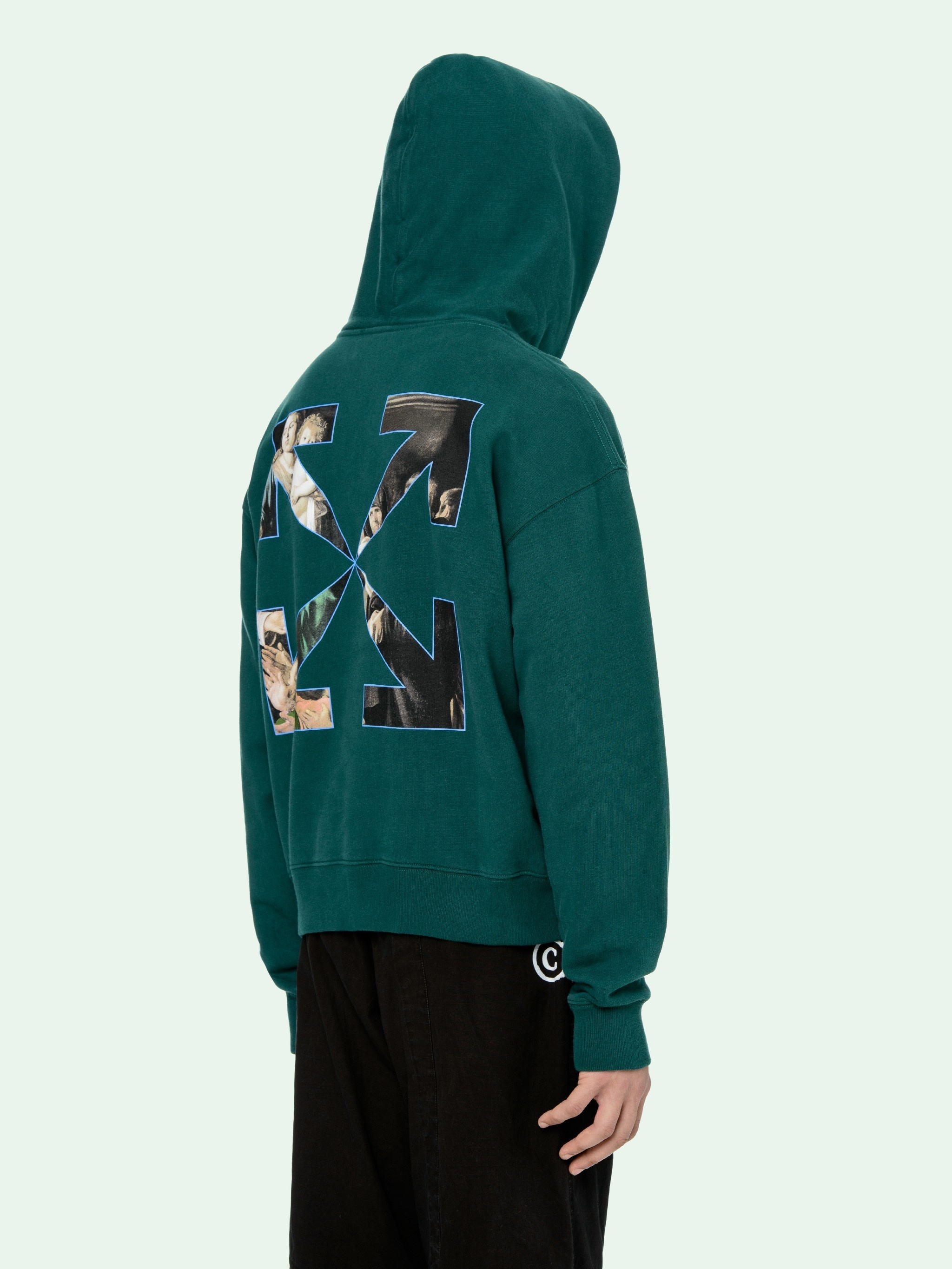Off-white Fw20 Caravaggio Loose Hooded Pullover Men Green