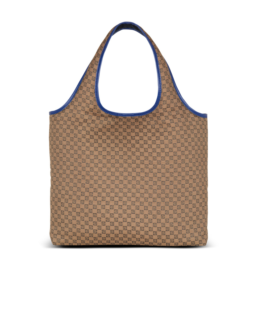 Balmain Monogram-print Logo Tote Bag In Brown