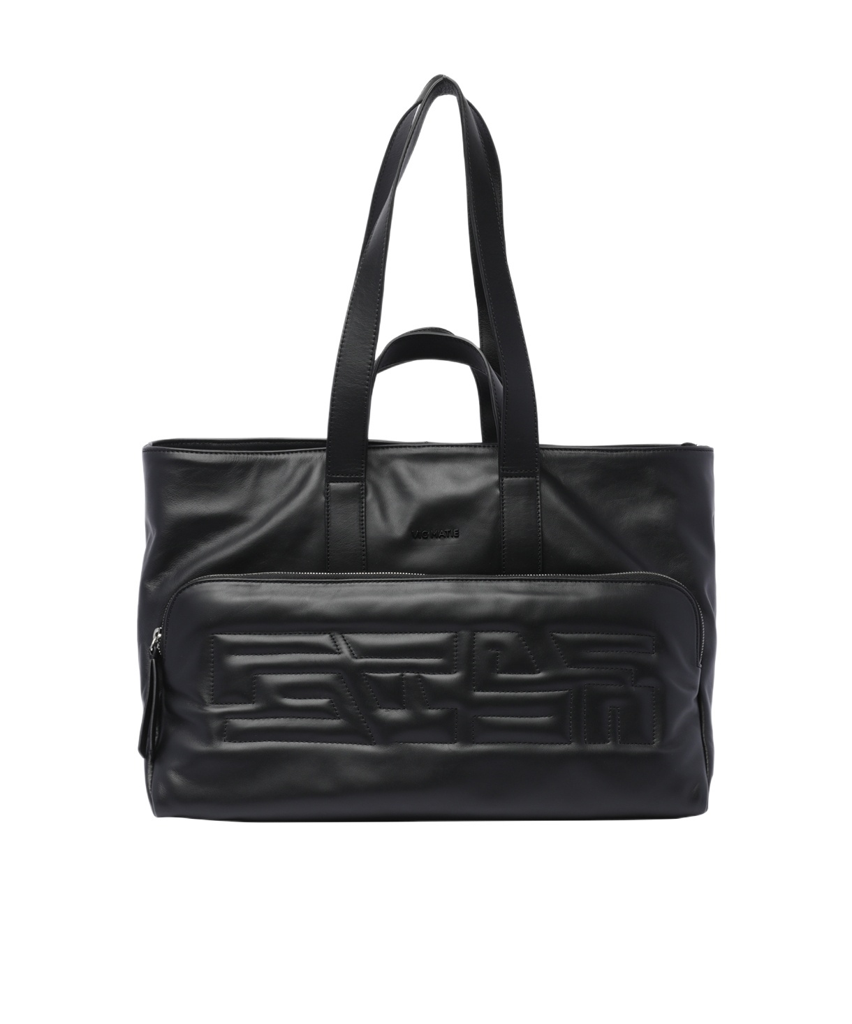 Shop Vic Matie Logo-embroidered Leather Shoulder Bag In Black