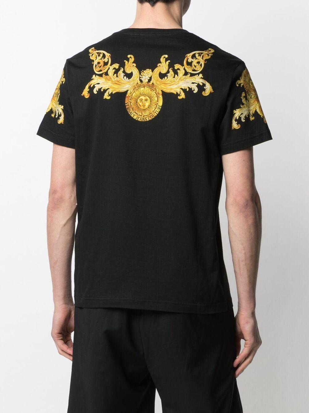 Versace Jeans Baroque Pattern-print T-shirt In Black