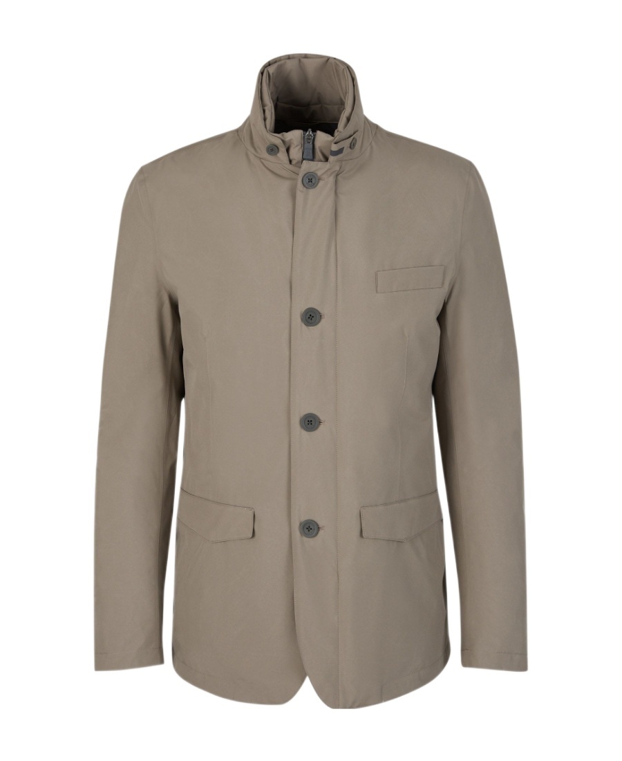 Herno High-neck Buttoned Padded Jacket In Gray
