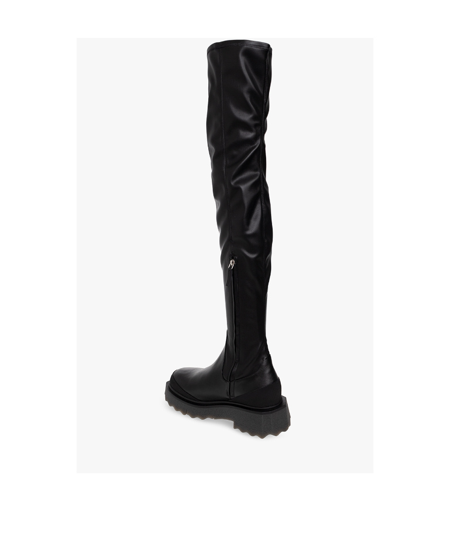 Off-white Round Toe Knee-length Boots In Black