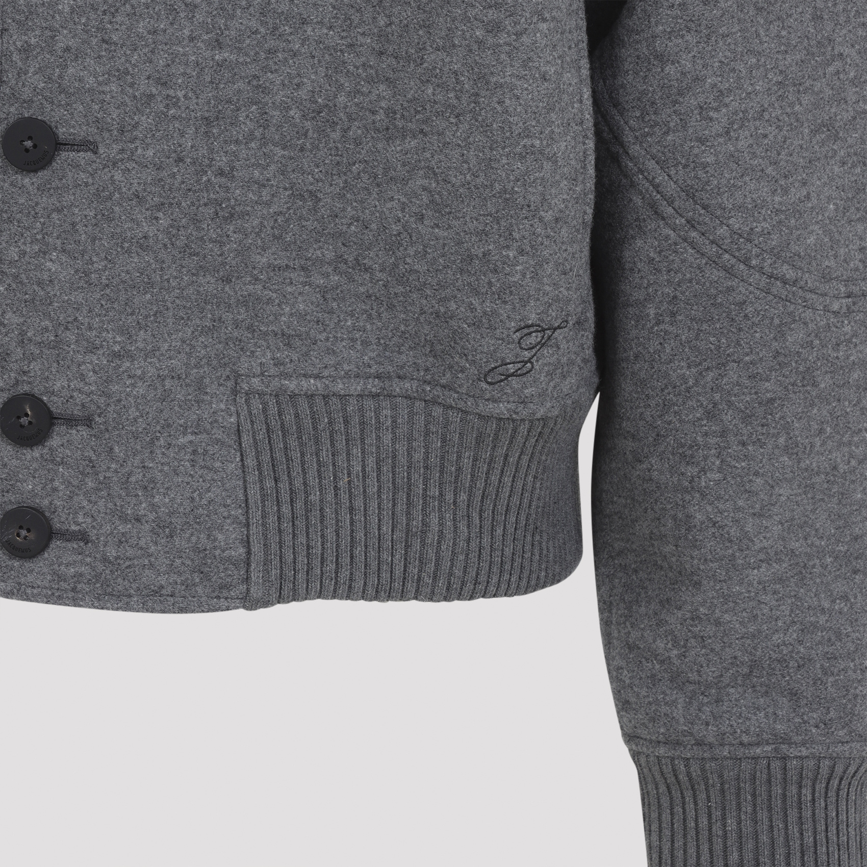 Jacquemus Mens Grey Feltro Pointed-collar Wool Bomber Jacket In Gray