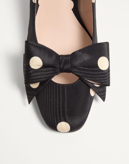 Valentino Polka Dot Satin Bow Pumps In Black/butter