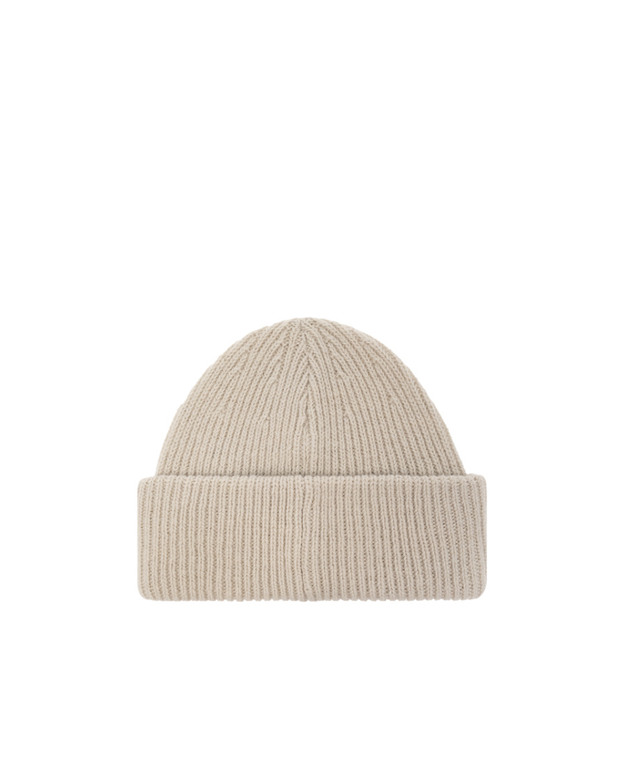 STONE ISLAND LOGO-EMBROIDERY RIBBED BEANIE