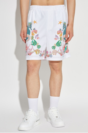 Versace Printed Shorts In White