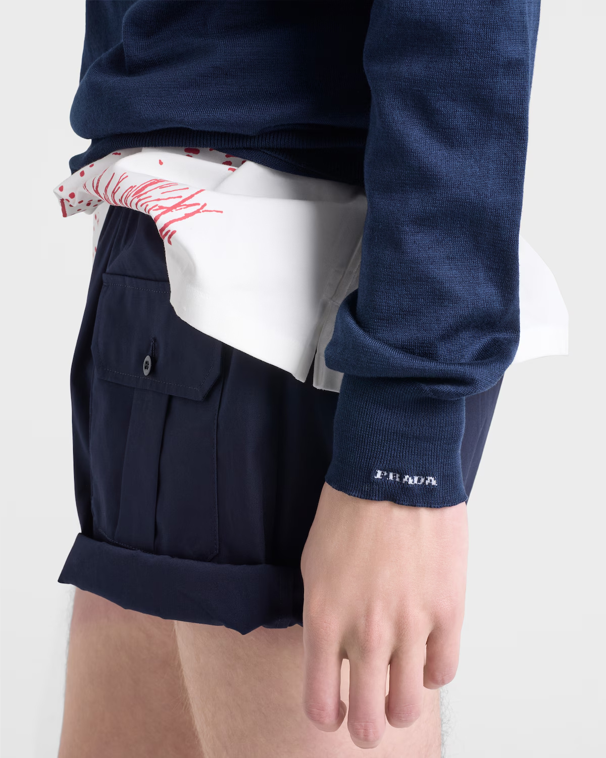 Prada Pullover Aus Baumwolle Mit V-ausschnitt In Blue