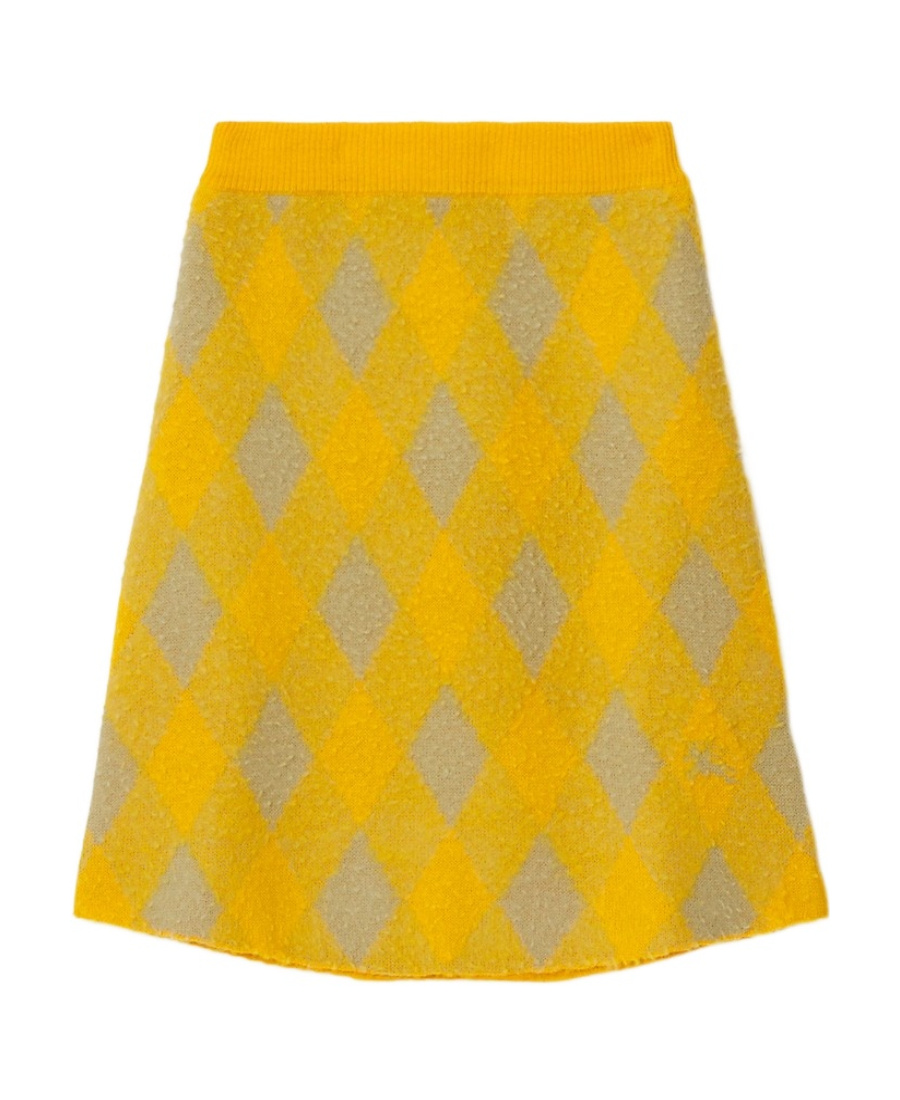 Burberry Check-plaid Brushed Skirt In Yellow