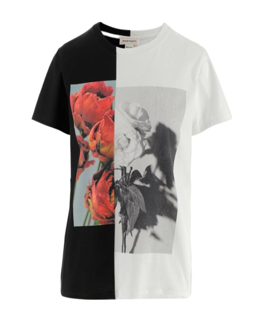 Alexander Mcqueen Logo Round Collar Short-sleeved T-shirt In Black