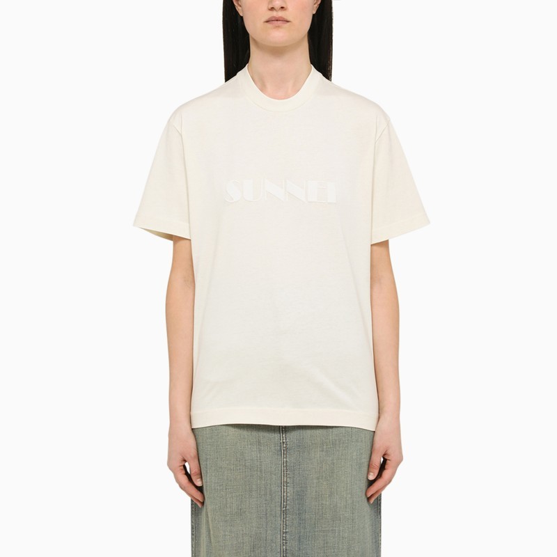 Sunnei Logo Print Crewneck T-shirt In White