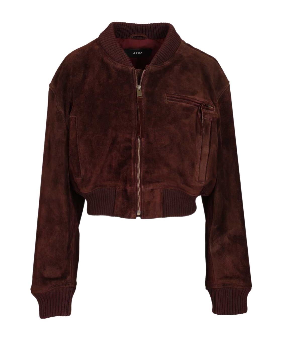 Arma Zip-fastening Suede Jacket In Brown