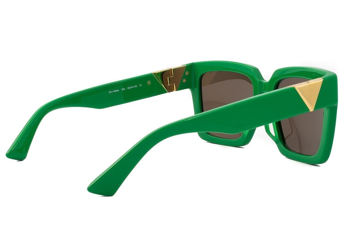 Bottega Veneta Womens Green 6j000394 Bv1212s Rectangle-frame Acetate Sunglasses In Green
