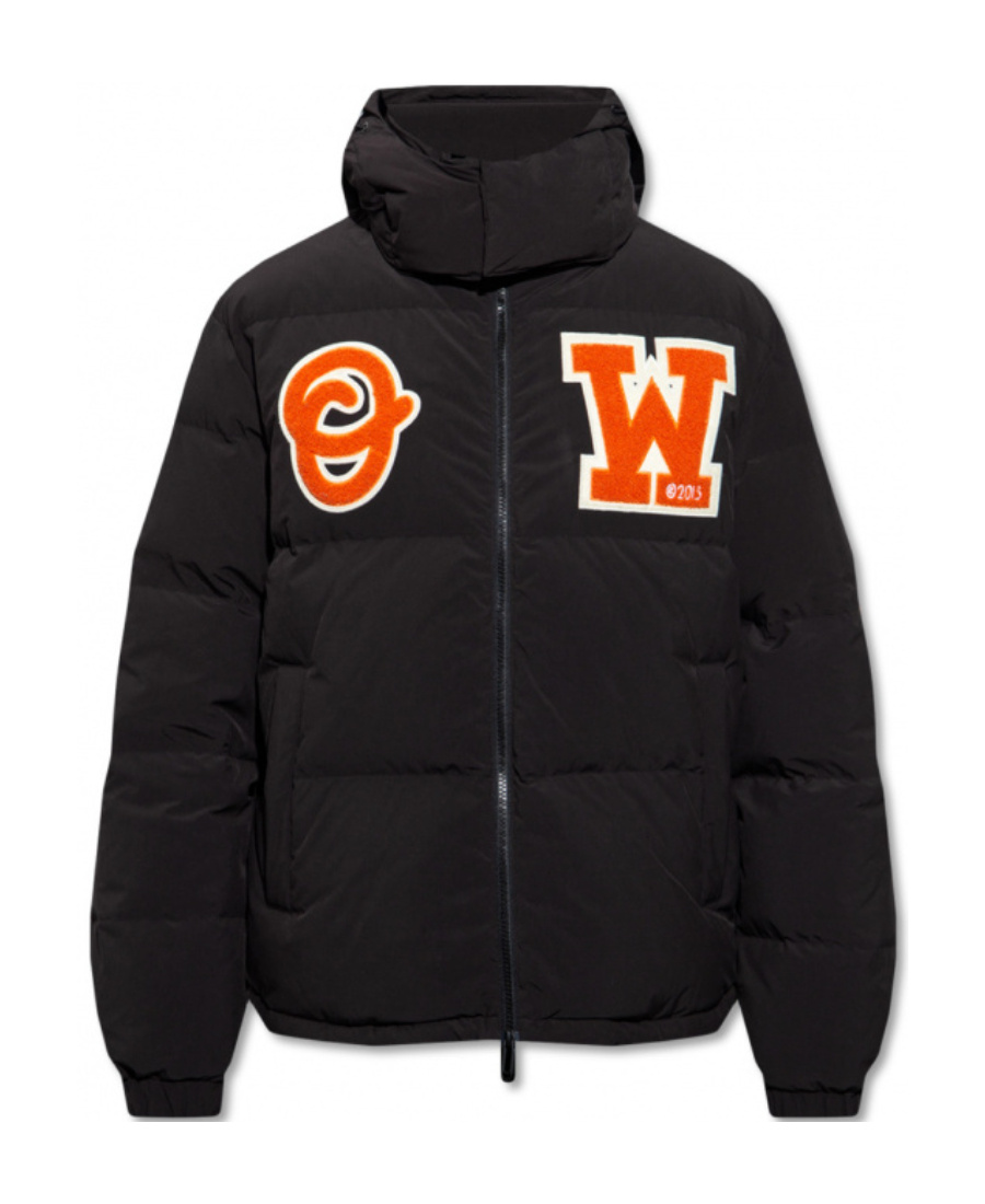 Off-white Logo-patch Puffer Coat In Black