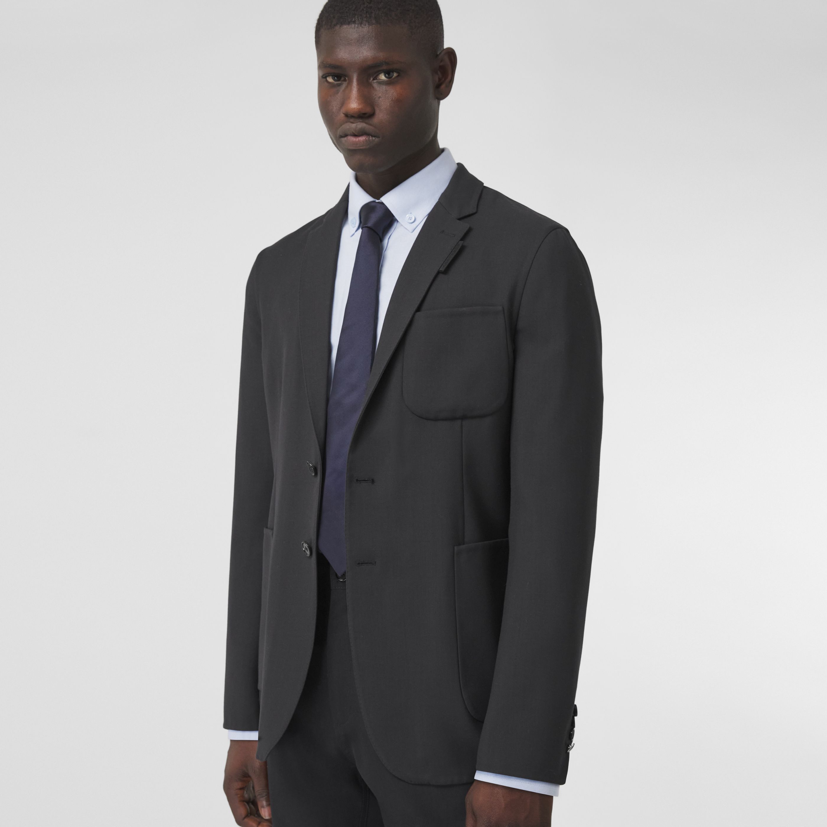 Burberry Slim-fit Wool Tailored Jacket In Black