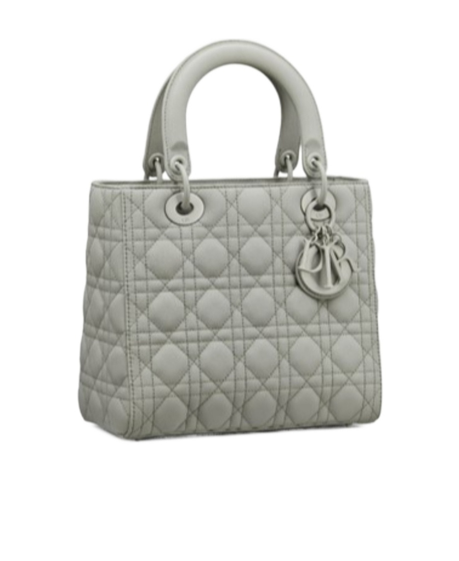 Dior Lady Medium Cowhide Leather Handbag In Gray