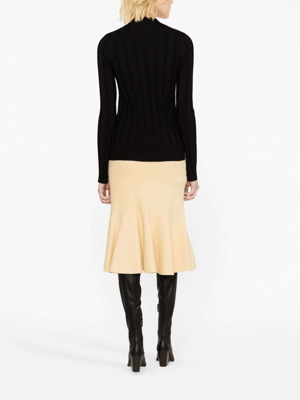 Stella Mccartney Crewneck Asymmetric-hem Knitted Jumper In Black