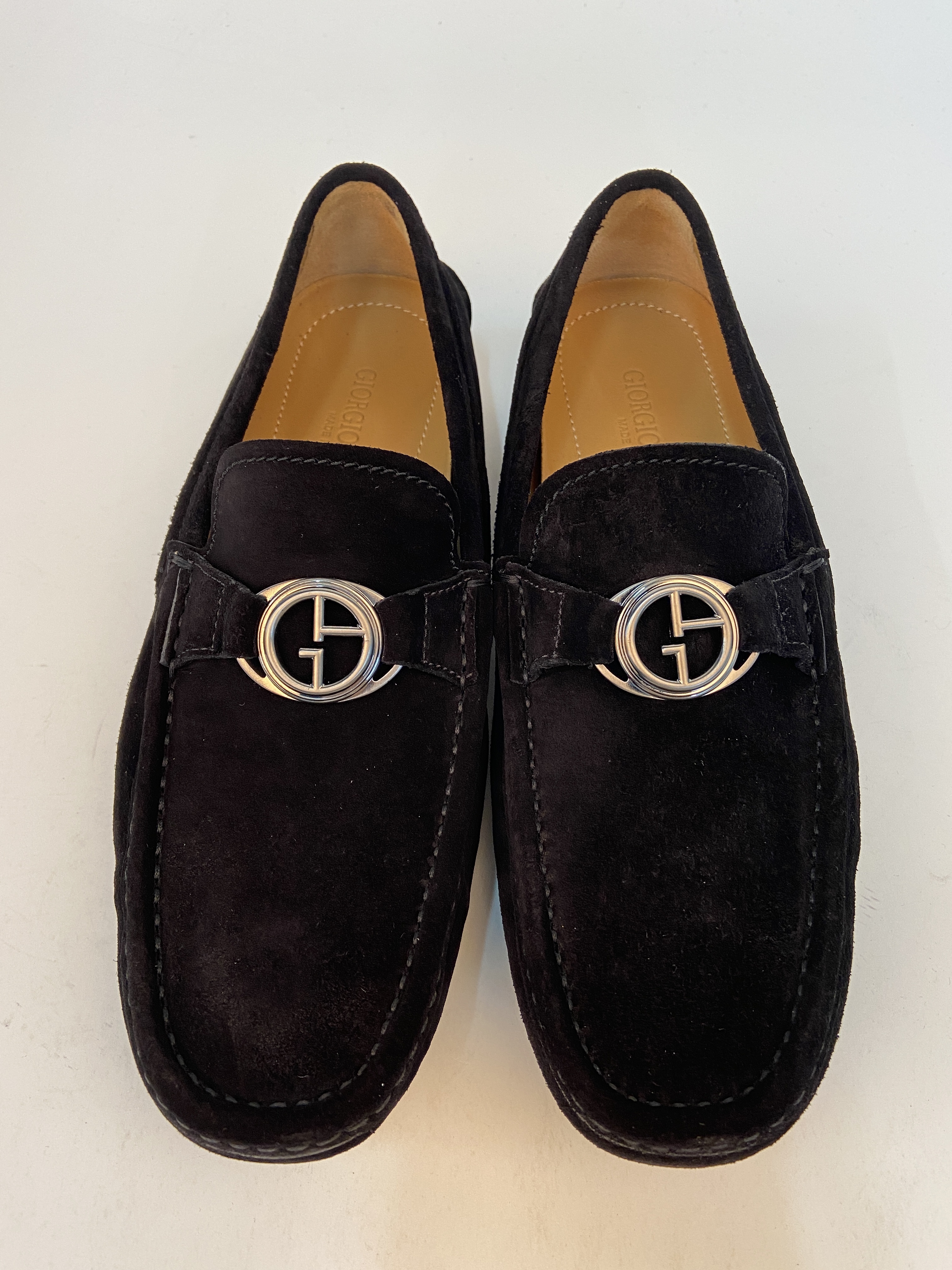 Giorgio Armani Buckle Business Casual Shoes In Black