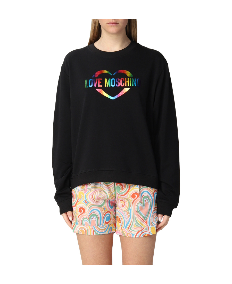 Moschino Logo-print Cotton Blend Sweatshirt In Black