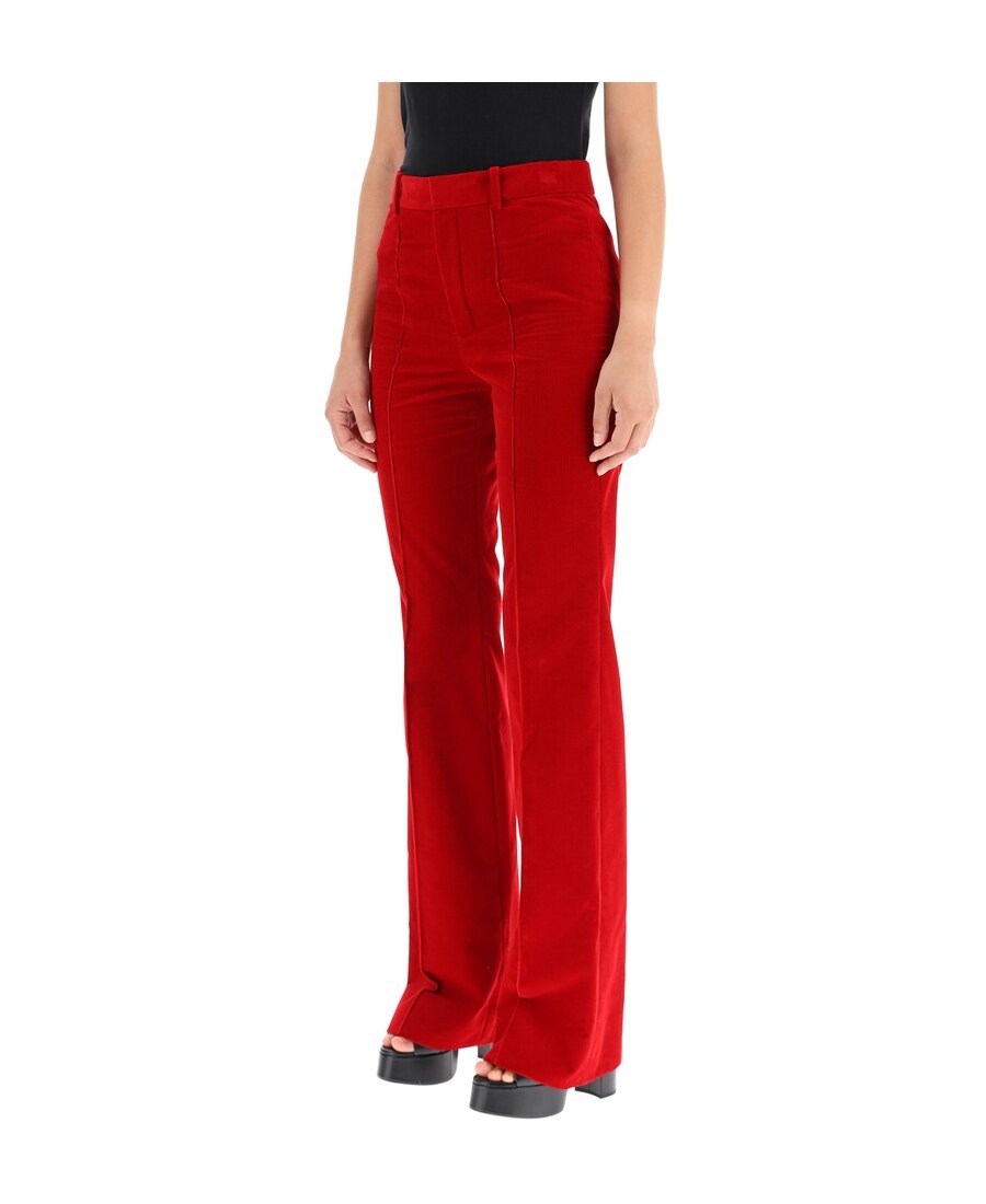 Saint Laurent High-waisted Straight-leg Trousers In Red