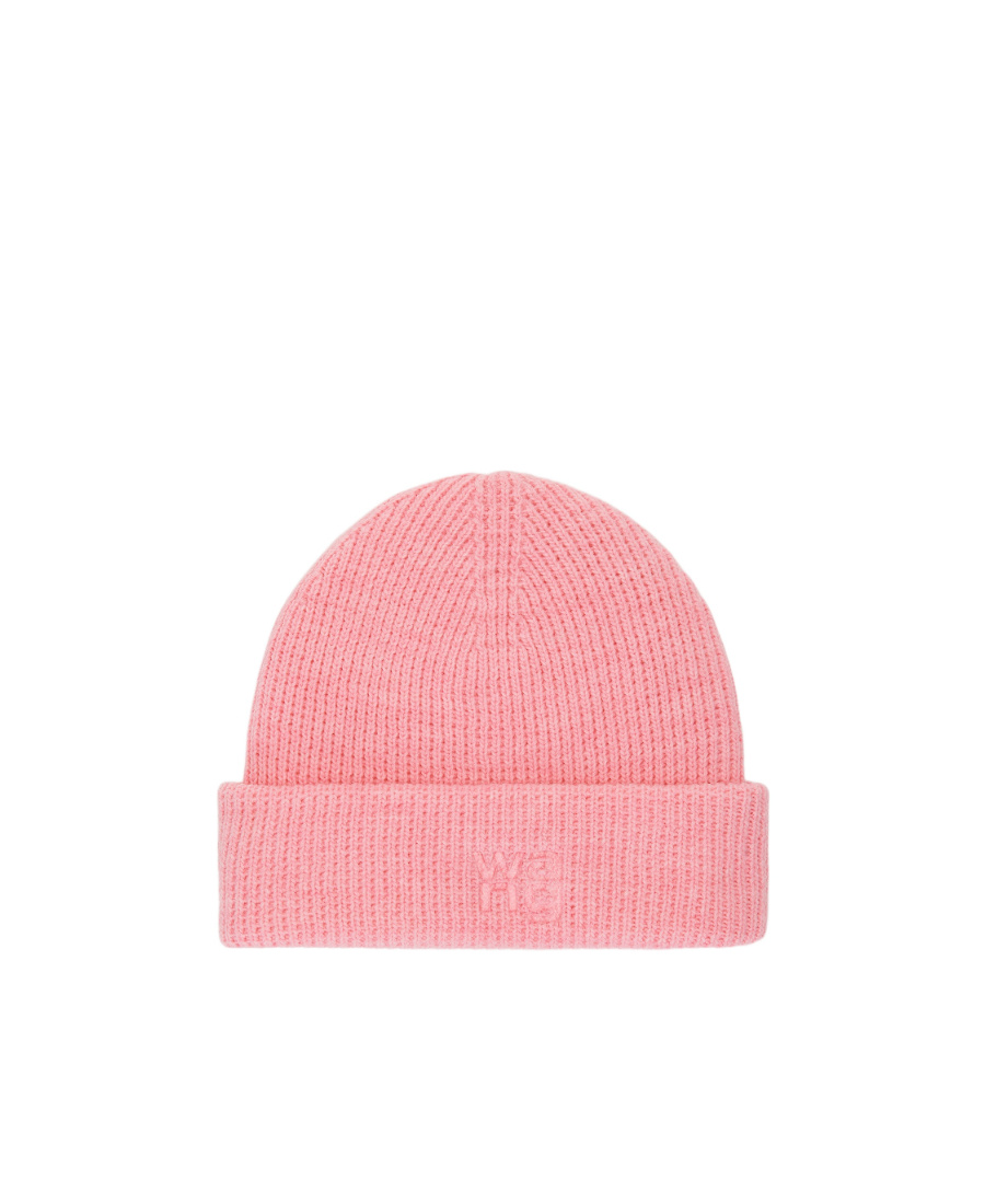 Alexander Wang Logo Beanie In Compact Deboss In Pink