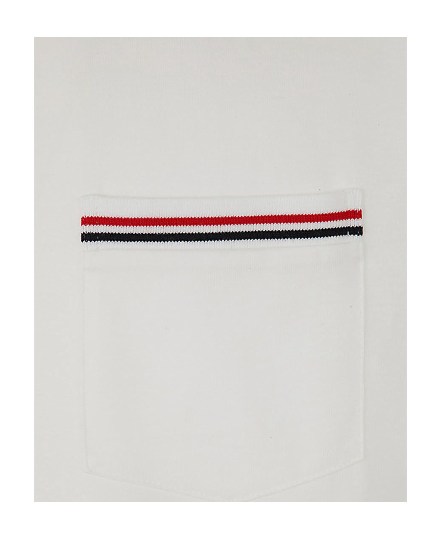 Shop Thom Browne T-shirt With Round Neck And Short Sleeves In White