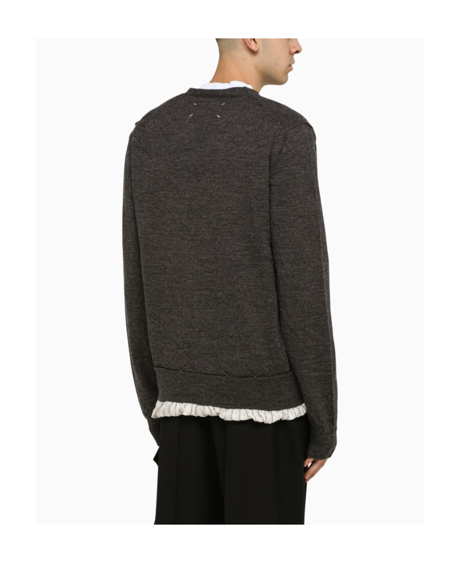 Maison Margiela Distressed-finish Wool Cardigan In Black
