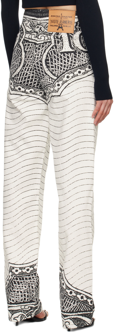 Jean Paul Gaultier Black & White 'the Cartouche' Jeans In White