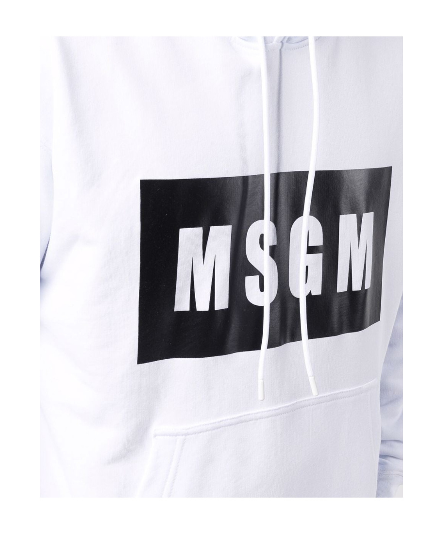 Msgm Logo-print Cotton Hoodie In White