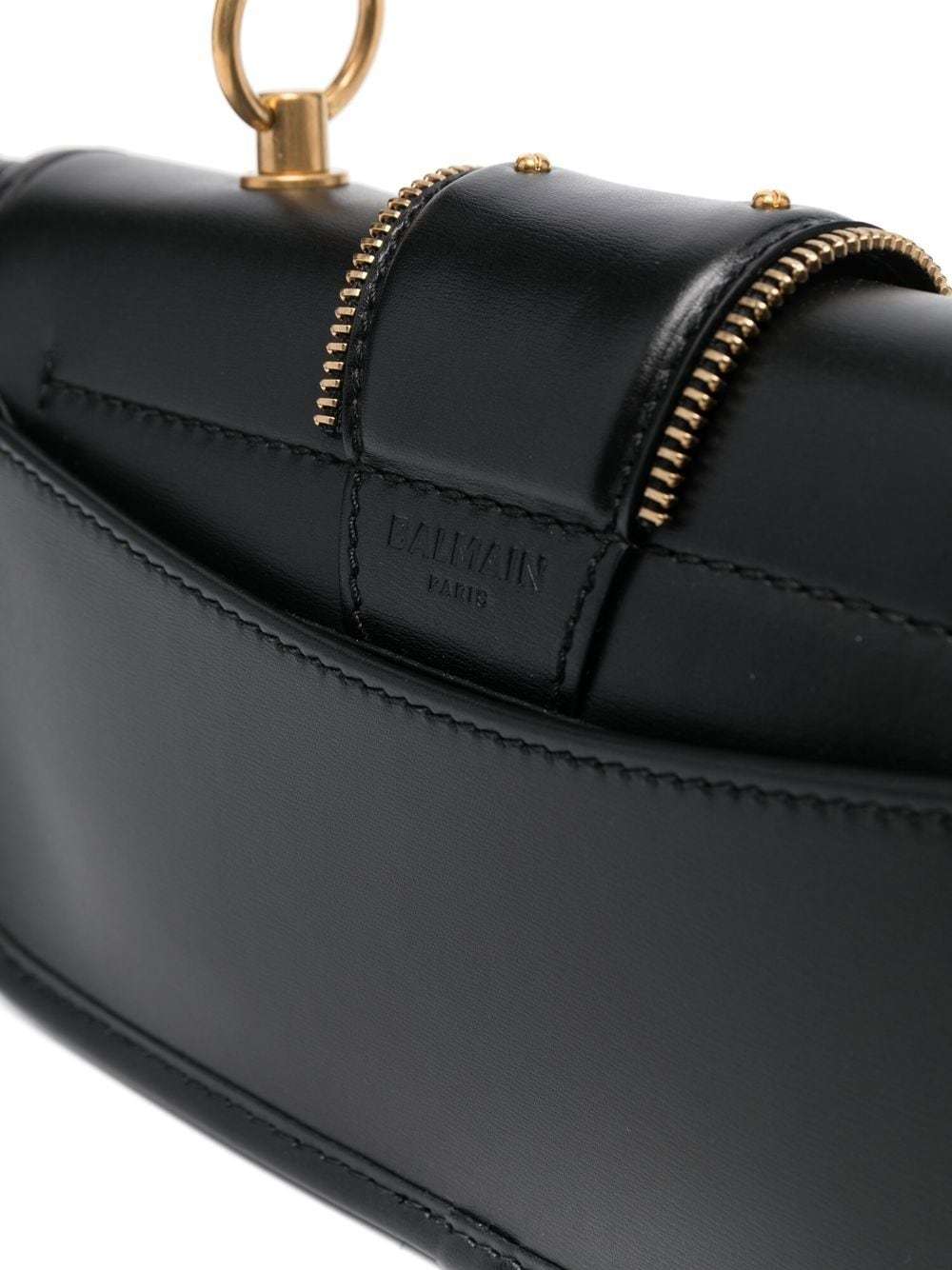 Shop Balmain Blaze Leather Shoulder Bag In Black