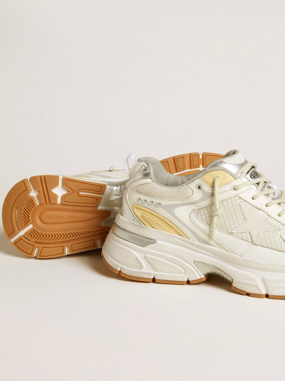 Shop Golden Goose Womens Lightstar In White Leather And Mesh With Worn-white Star