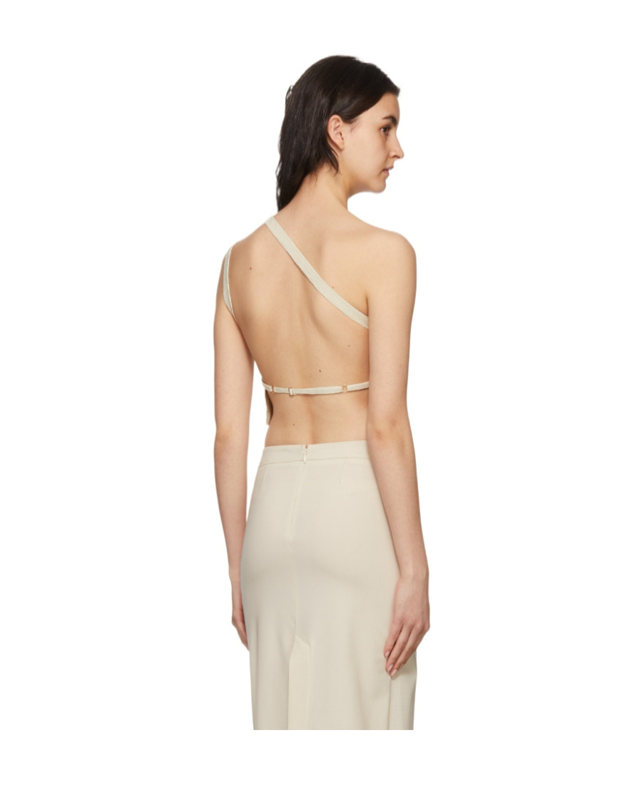 Shop Jacquemus One-shoulder Vest In Nude