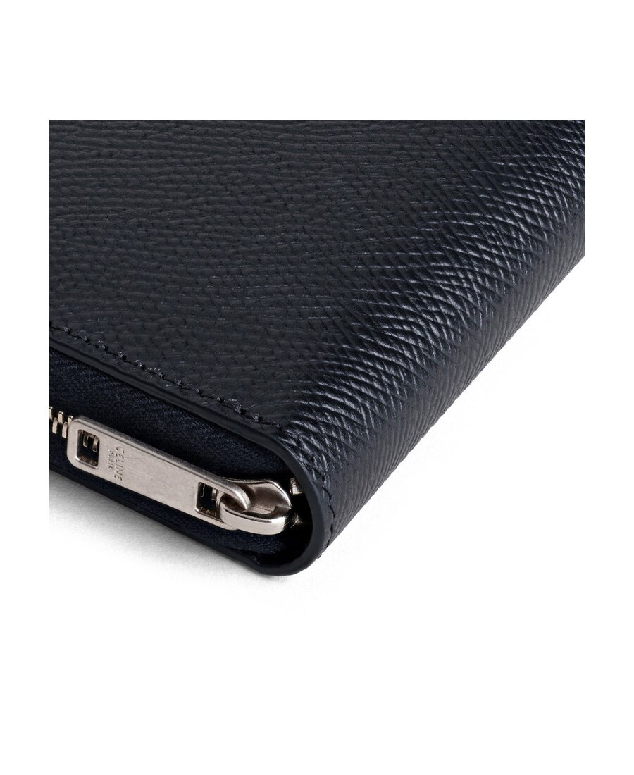 Celine Large Grain Leather Zipper Purse In Black