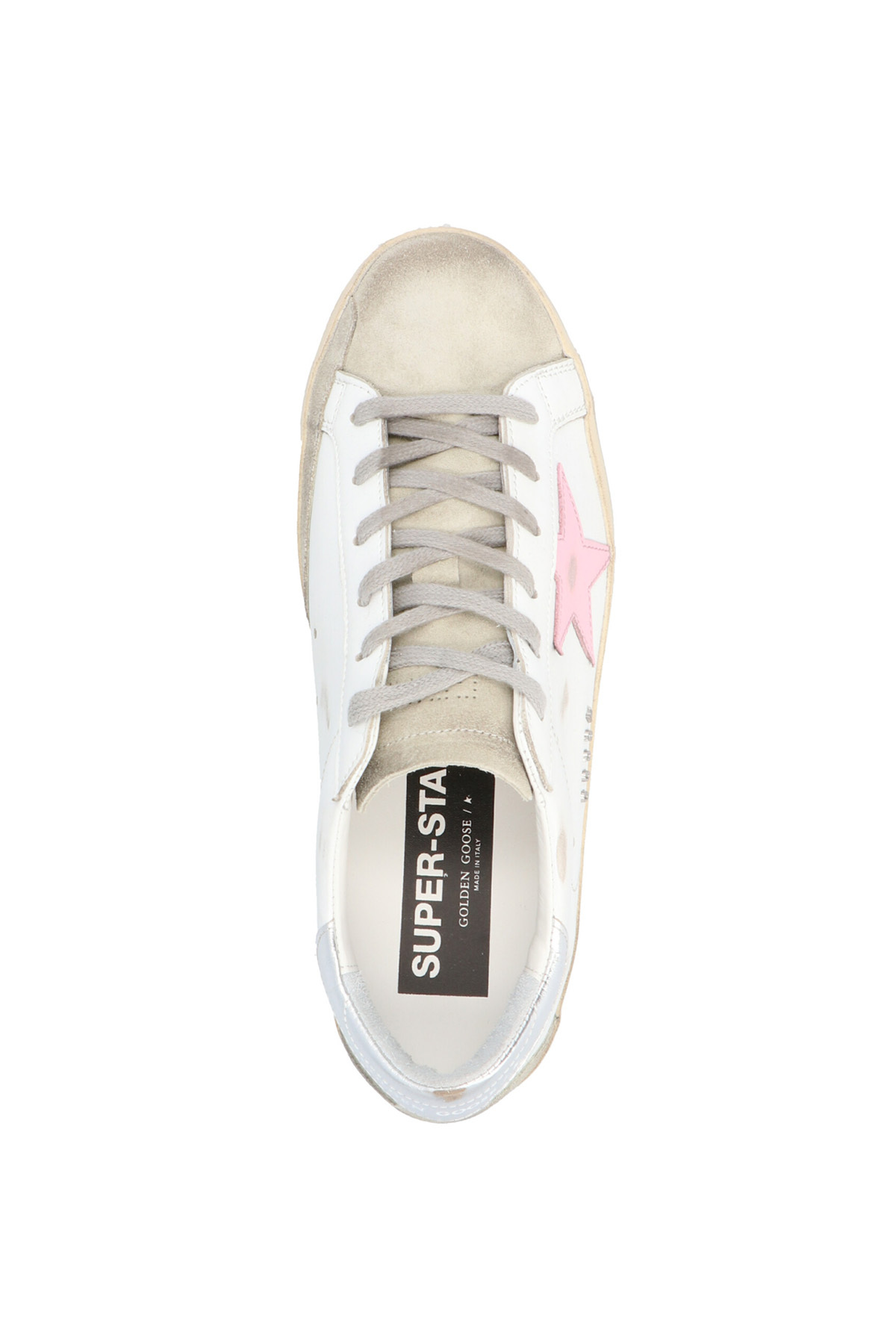 Golden Goose Super-star Leather Upper And Star Suede Toe And Spur Laminated Heel Metal Lettering In Multi
