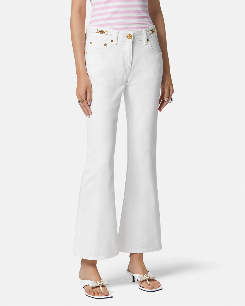 Versace Medusa '95 Mid-rise Flared Jeans In White