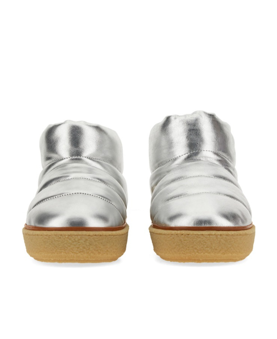 Isabel Marant "eskee" Flat Sole Metallic Finish Boots In White