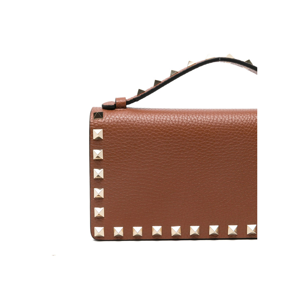 Valentino Stud-embellished Top-handle Mini Bag In Brown