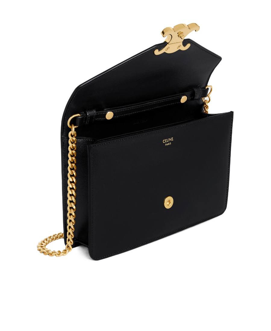 Celine Trimphe Chain Wallet In Black