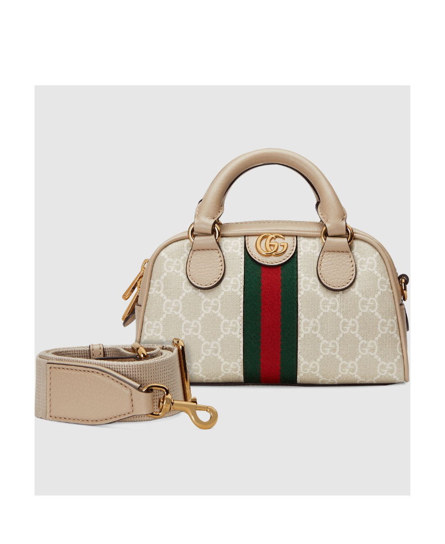 Gucci Mini Ophidia Gg Top-handle Bag In White
