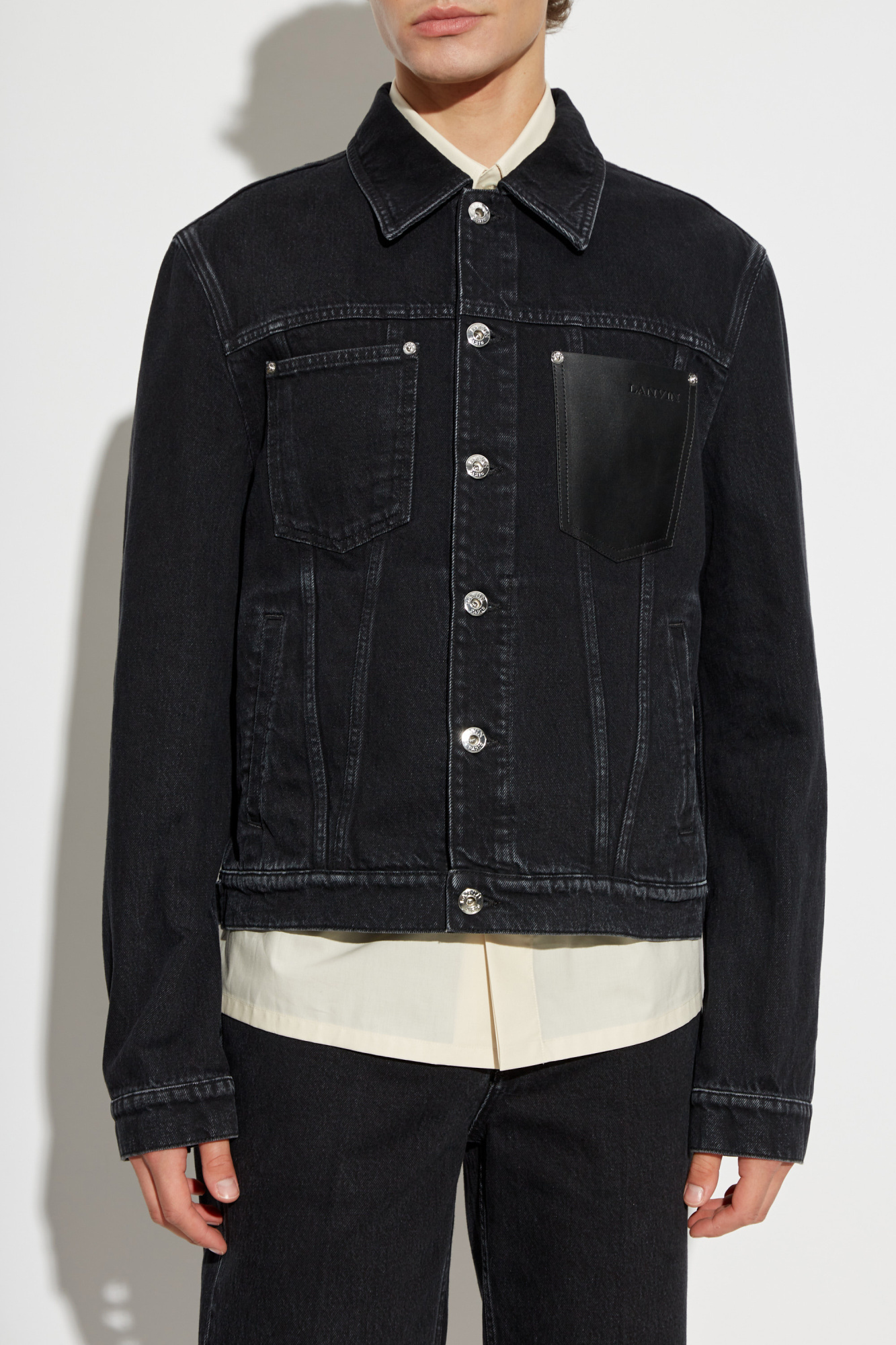 Shop Lanvin Cotton Denim Jacket In Black